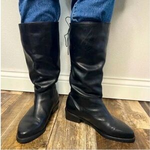 Regence Leather Knee High Boot Wide Calf Lace Up